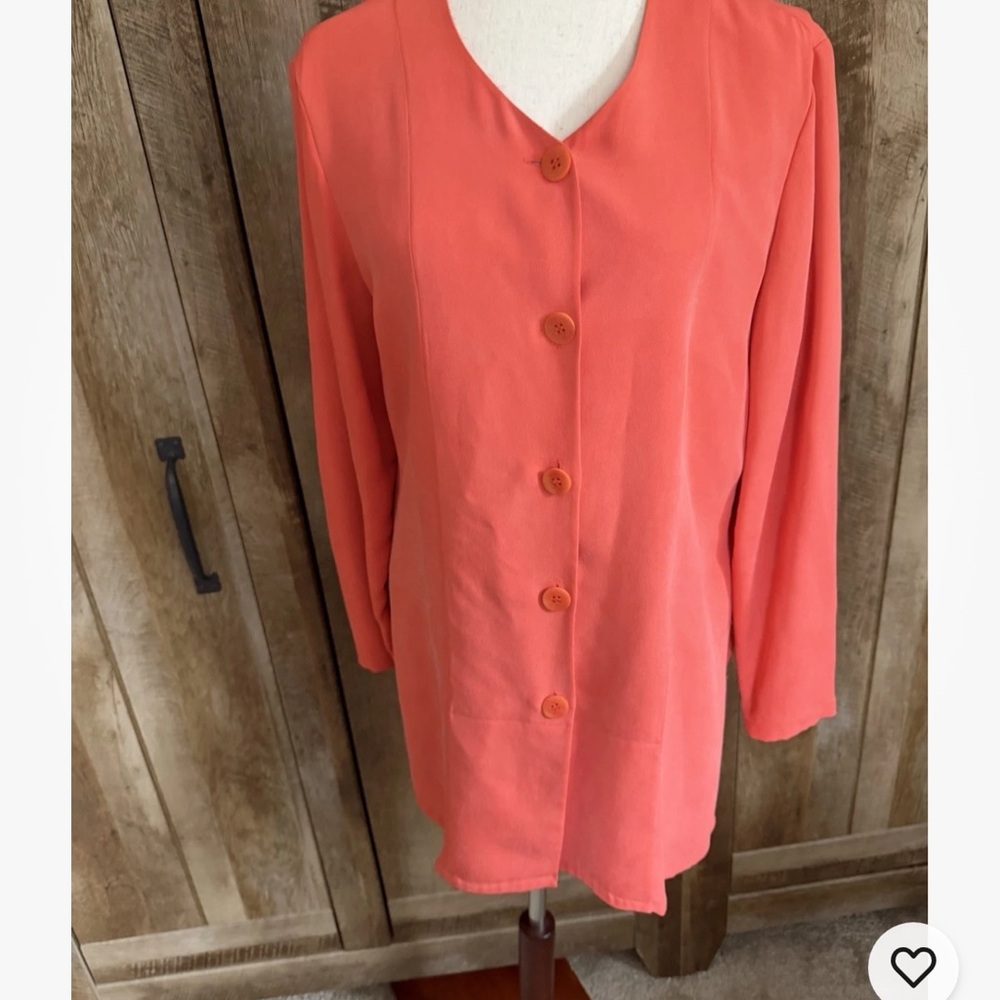 Vibrant Coral Women's Button-Down Shirt
